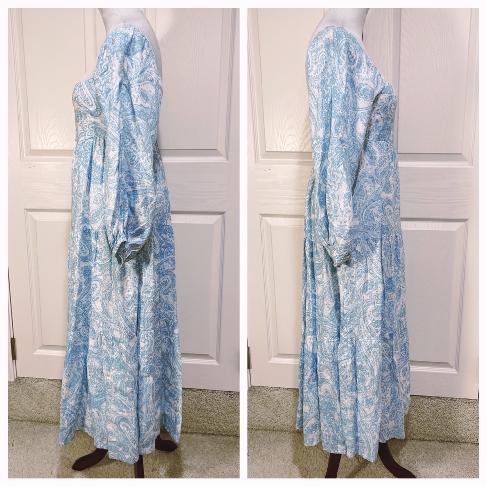 NWT! FAITHFULL THE BRAND Alison Midi Dress in Faye Paisley Print Powder … - Picture 2 of 8